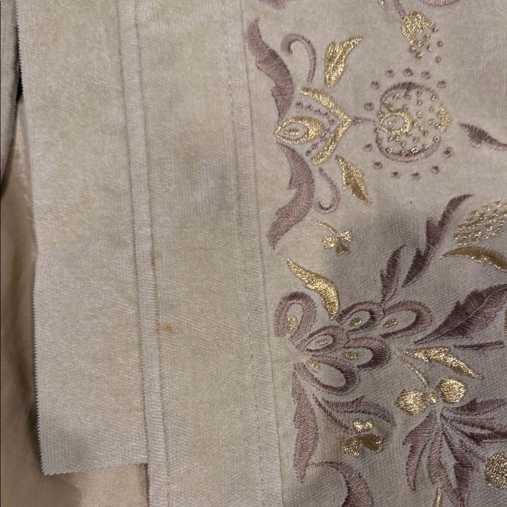 Anthropologie Elevenses Embroidered Coat 8 Tan Velvet Corduroy Vintage Romantic - Picture 16 of 17